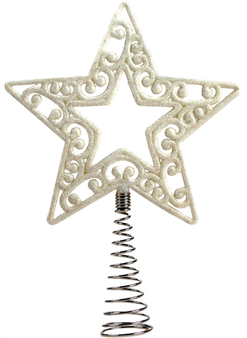 White Glitter Star Christmas Tree Topper Decoration White Glitter Star Christmas Tree Topper Decoration