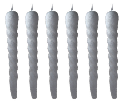White Flock Long 20cm Hanging Icicles Christmas Tree Decorations (Set of 9) White Flock Long 20cm Hanging Icicles Christmas Tree Decorations (Set of 9)