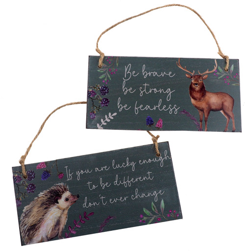 Stag And Hedgehog Wall Hanging Quote Plaques - Set of 2