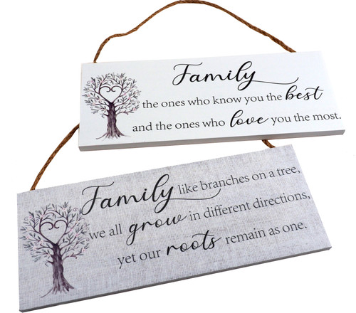 Tree of Life Family Wall Plaque - Know You Best / Roots Remain One - Set of 2