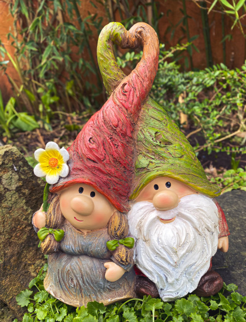 Mr and Mrs Gnome Cute Couple Garden Ornament 22cm Figurine - Blue