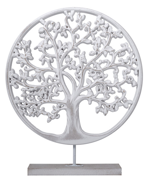Tree Of Life White Washed Free Standing 30cm Ornament - Shabby Chic Interior