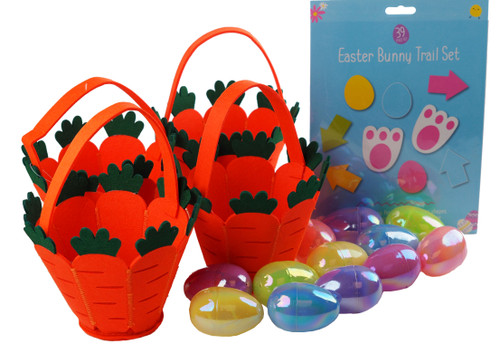 Easter Egg Hunt Complete kit - 4 x Carrot Baskets, Egg Capsules, Signs, Arrows