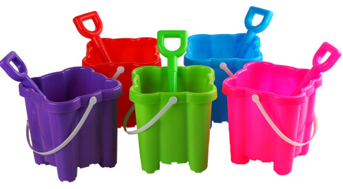 Castle Buckets And Spades  - Chunky Beach or Sandpit Toy - Set of 5