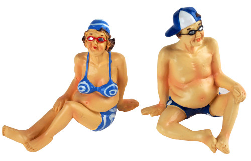 Shelf Sitting Mature Swim Lady Man Figurines Novelty Ornaments - Set of 2 Shelf Sitting Mature Swim Lady Man Figurines Novelty Ornaments - Set of 2