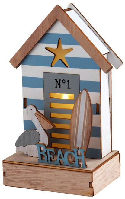 Nautical LED Light Up Beach House Hut Ornament - Pelican No1
