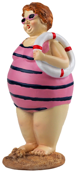 Voluptuous Lady Beach Dipper Bather Novelty Figurine Ornament - Pink Swimsuit Voluptuous Lady Beach Dipper Bather Novelty Figurine Ornament - Pink Swimsuit