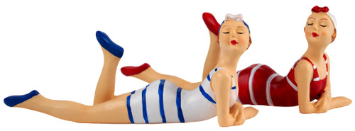 Retro Bathing Beauties / Lady Dippers In Swimsuits Novelty Ornaments - Set of 2 Retro Bathing Beauties / Lady Dippers In Swimsuits Novelty Ornaments - Set of 2