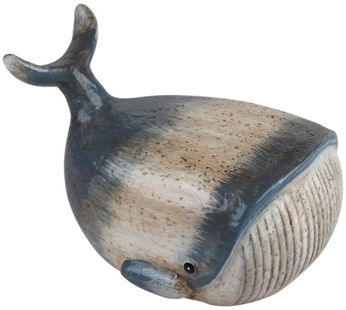 Blue Whale Ceramic Ornament Figurine - 21cm Long - Pottery Style