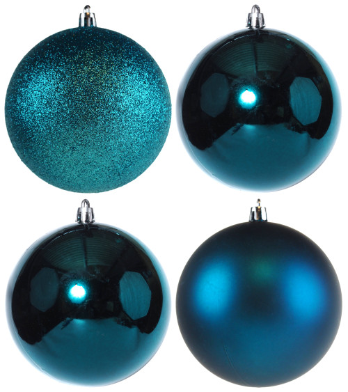 Christmas XXL Aqua Turquoise Blue Glitter Tree Baubles 12cm Decorations Set of 4 Christmas XXL Aqua Turquoise Blue Glitter Tree Baubles 12cm Decorations Set of 4