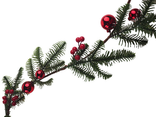 1.2m Berry Fir Bauble Red Green Christmas Tree Garland Decoration 1.2m Berry Fir Bauble Red Green Christmas Tree Garland Decoration