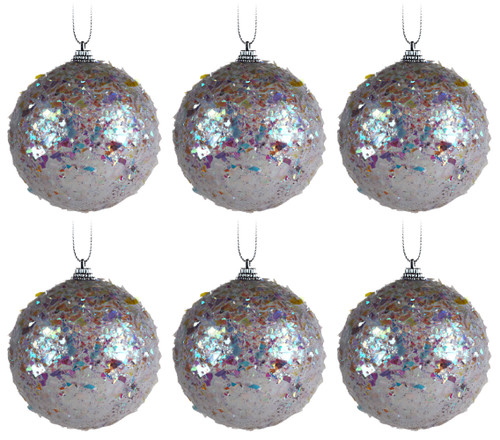 White Textured Aurora Borealis Christmas Tree Baubles Decorations - Set of 12 White Textured Aurora Borealis Christmas Tree Baubles Decorations - Set of 12