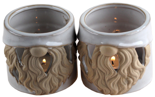 Christmas Gonk Pottery Design Tea Light Candle Holders - Set of 2 Christmas Gonk Pottery Design Tea Light Candle Holders - Set of 2