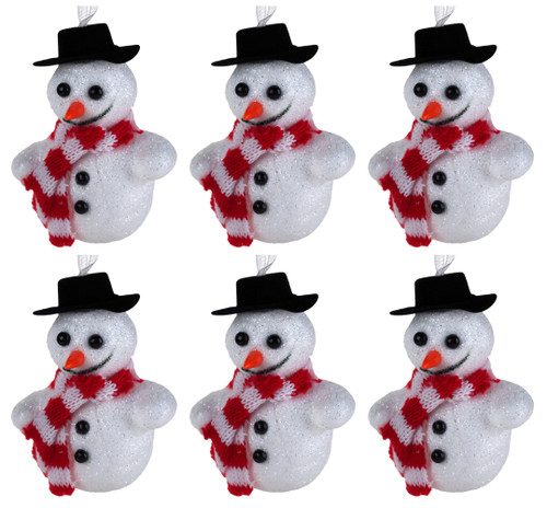 Cute Flock Snowman Christmas Tree Baubles Decorations - Set of 6 Cute Flock Snowman Christmas Tree Baubles Decorations - Set of 6