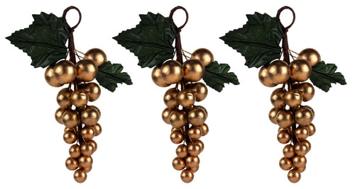 Gold Berry Cluster 17cm Hanging Christmas Tree Bauble Decoration  - Set of 3 Gold Berry Cluster 17cm Hanging Christmas Tree Bauble Decoration  - Set of 3