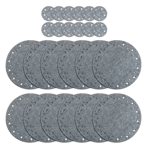 Nordic Grey Star Christmas Dinner Felt Table 12 Placemats & 12 Coasters Nordic Grey Star Christmas Dinner Felt Table 12 Placemats & 12 Coasters
