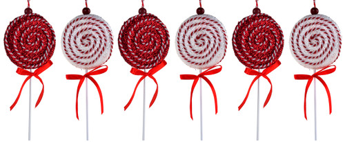 Large Red White Lollipop Lolly Christmas Tree Baubles Decorations - Set of 6 Large Red White Lollipop Lolly Christmas Tree Baubles Decorations - Set of 6