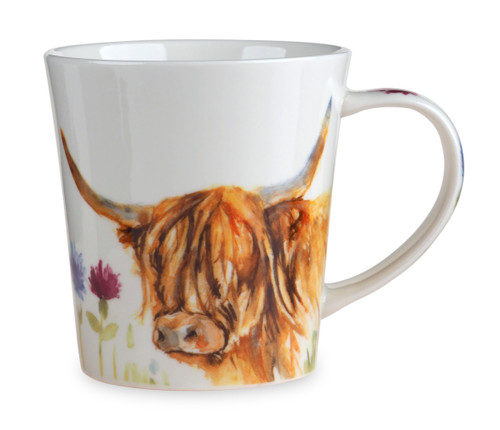 Highland Cow Watercolour Design White Ceramic China Mug Cup Highland Cow Watercolour Design White Ceramic China Mug Cup