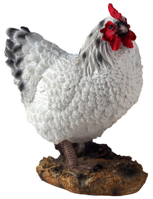 Chicken Ornament - White Farm Hen 19cm Figurine