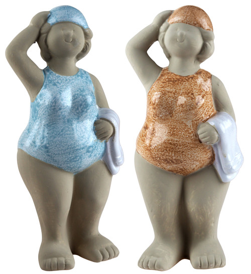 21cm Curvy Swim Lady Beach Dippers Novelty Ornaments - Blue Orange - Set of 2 21cm Curvy Swim Lady Beach Dippers Novelty Ornaments - Blue Orange - Set of 2