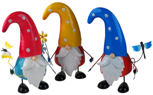 Large Gonk Gnome Ornaments 30cm Metal Novelty Garden Figurines - Set of 3 Large Gonk Gnome Ornaments 30cm Metal Novelty Garden Figurines - Set of 3
