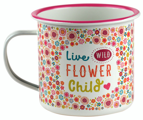 Enamel Mug Camping / Festival - Live Wild Flower Child Enamel Mug Camping / Festival - Live Wild Flower Child