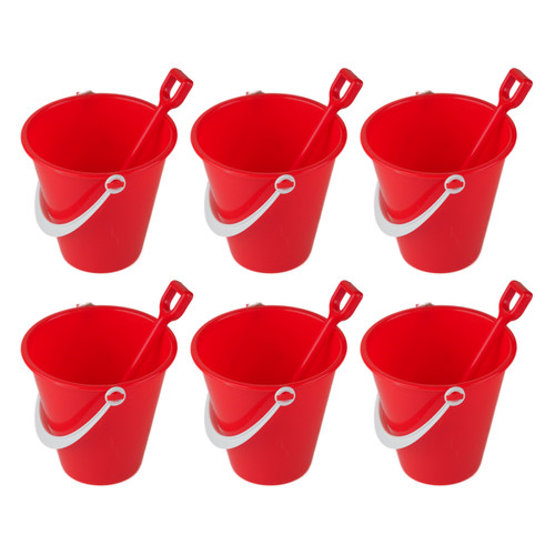 Food Grade Buckets & Spades - Party Food / Favours - Red - Set of 6
