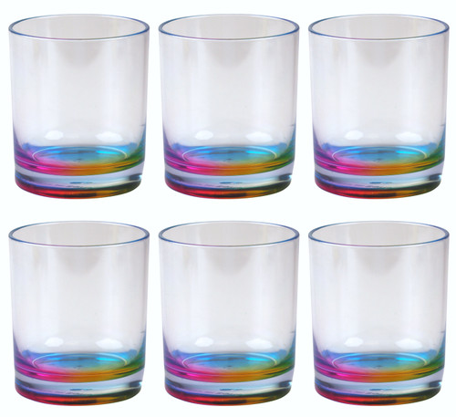 Plastic Party Glasses / Tumblers  Rainbow Design - Set of 6