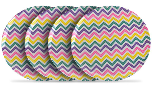 Melamine Plastic Dinner Plate Set - Zig Zag - Set of 4