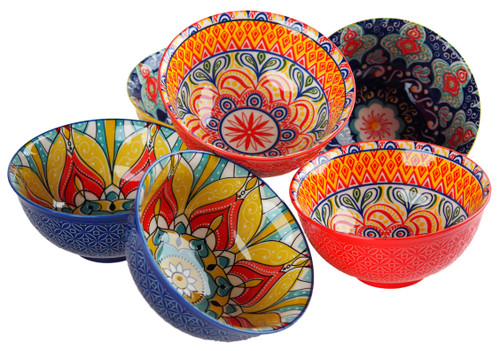 Small Poke Bowls - Asian Inspired - Ramen, Soup, Noodles - Patterned - Set of 6