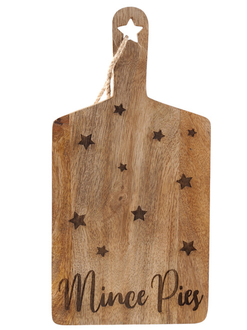 Rustic Wooden Mince Pie Serving Board with Handle - Christmas Kitchen Decor Rustic Wooden Mince Pie Serving Board with Handle - Christmas Kitchen Decor