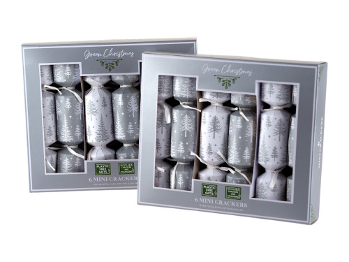 Eco-Friendly Silver Christmas Mini Crackers - Set of 12 Eco-Friendly Silver Christmas Mini Crackers - Set of 12