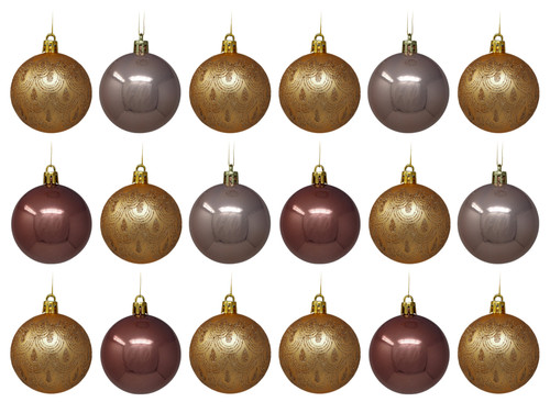 Peach Blush Christmas Baubles - Art Deco Inspired - Glitter Detail - Set of 18 Peach Blush Christmas Baubles - Art Deco Inspired - Glitter Detail - Set of 18