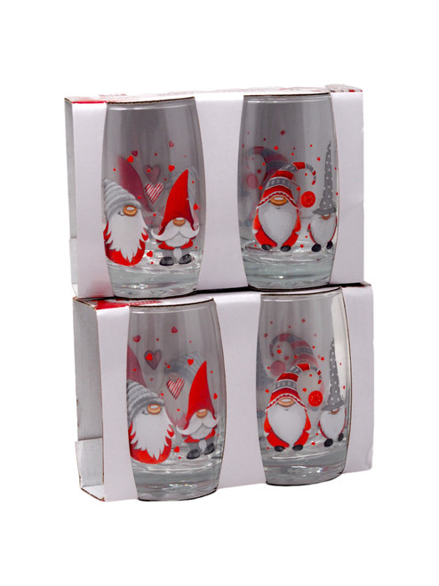 Christmas Gonk Drinking Glass Set - Festive Tumblers - Set of 4