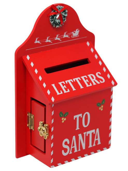 Christmas "Letters to Santa" Mail Post Box with Festive Design - Red