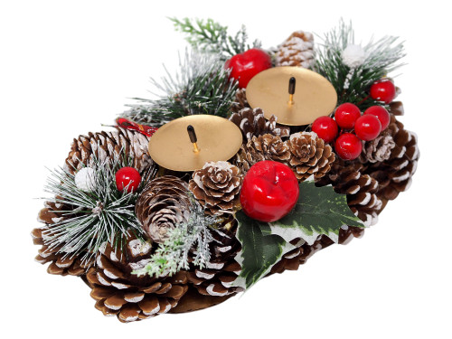 Christmas Table Centrepiece Candle Holder - Snow Pinecone - 2 Candle Holder Christmas Table Centrepiece Candle Holder - Snow Pinecone - 2 Candle Holder