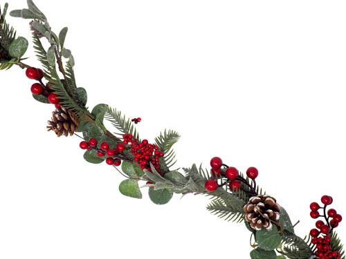 Christmas Frosted Garland Decoration with Red Berries Pine Cones 1.3m Christmas Frosted Garland Decoration with Red Berries Pine Cones 1.3m