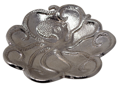 Silver Octopus Trinket Dish - Nautical Jewellery Holder and Decorative Tray