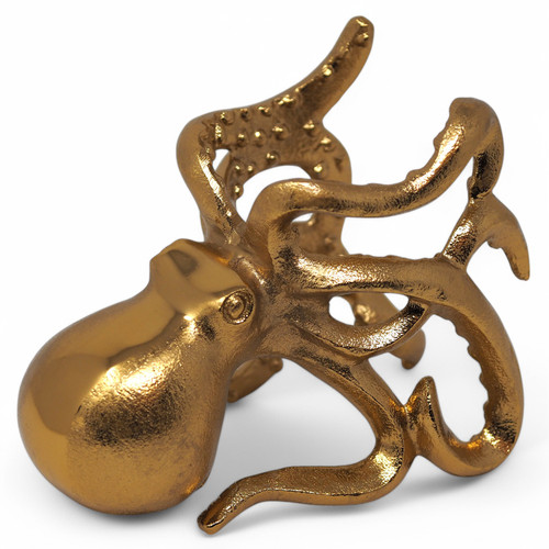 Gold Octopus Metal Wine Bottle Holder - Nautical Bar Decor