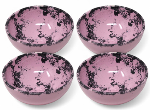 Pink Speckled Ceramic Soup / Cereal Bowls Hand Crafted - Set of 4