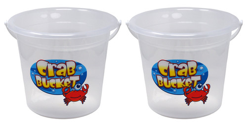 Large Plastic Crabbing Buckets for Kids with Cartoon Crab - Set of 2 Large Plastic Crabbing Buckets for Kids with Cartoon Crab - Set of 2