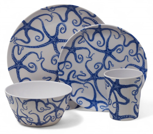 Starfish Sealife Melamine Outdoor Dining Picnic 16 Piece Set