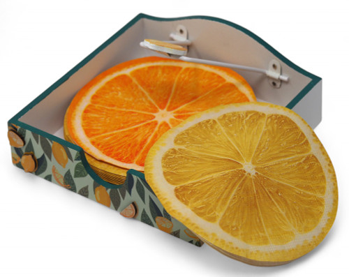 Lemon & Orange Citrus Print Napkin Holder with Matching Napkins