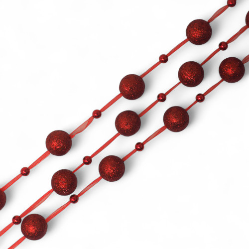 Red Glitter Christmas Bead Garland Tree Decoration  - 2 Metres Red Glitter Christmas Bead Garland Tree Decoration  - 2 Metres