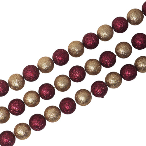 Wine Red and Champagne Gold Christmas Bead Garland Tree Decoration - 1.8 Metres Wine Red and Champagne Gold Christmas Bead Garland Tree Decoration - 1.8 Metres