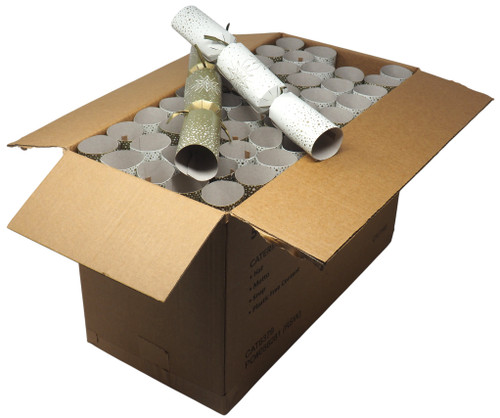 50 Christmas Catering Crackers - Gold White - Corporate Events / Restaurants