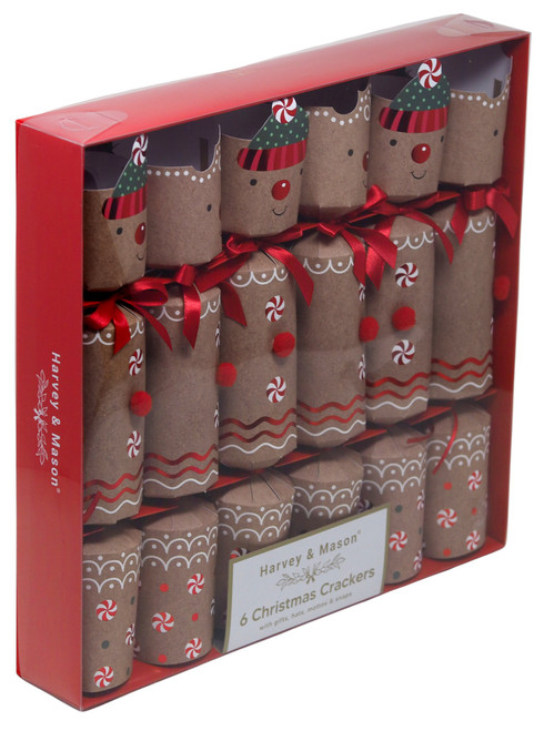 Harvey & Mason Gingerbread Christmas Crackers - Festive Fun - Set of 6 Harvey & Mason Gingerbread Christmas Crackers - Festive Fun - Set of 6