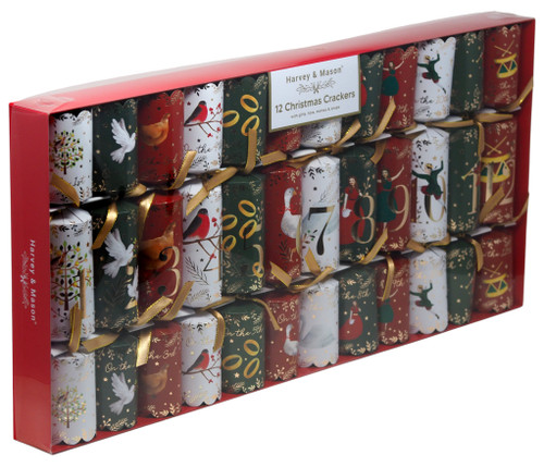 Harvey & Mason 12 Days of Christmas Crackers - Set of 12 Harvey & Mason 12 Days of Christmas Crackers - Set of 12