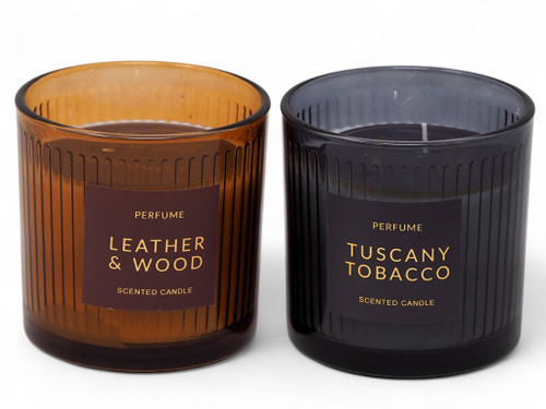 tuscany tobacco leather candle Leather & Wood and Tuscany Tobacco Masculine Scented Candles - Set of 2