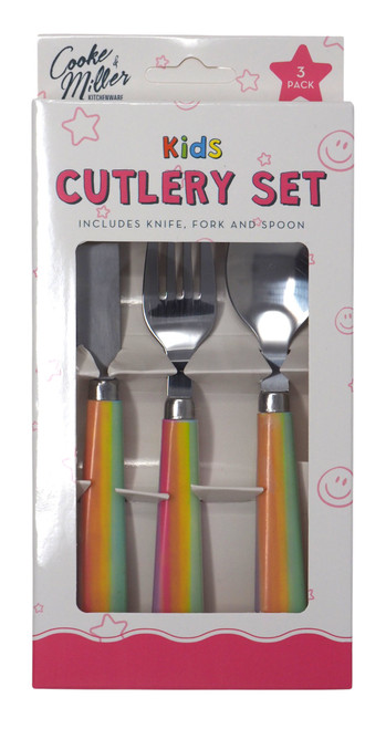 Kids Cutlery Set with Knife Fork and Spoon - Rainbow